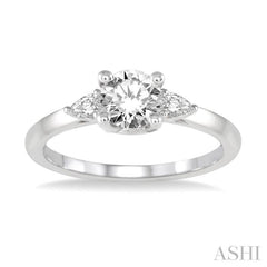 1/5 Ctw Round Center Pear Cut Diamond Semi-Mount Engagement Ring in 14K White Gold 1/5 Ctw Round Center Pear Cut Diamond Semi-Mount Engagement Ring in 14K White Gold