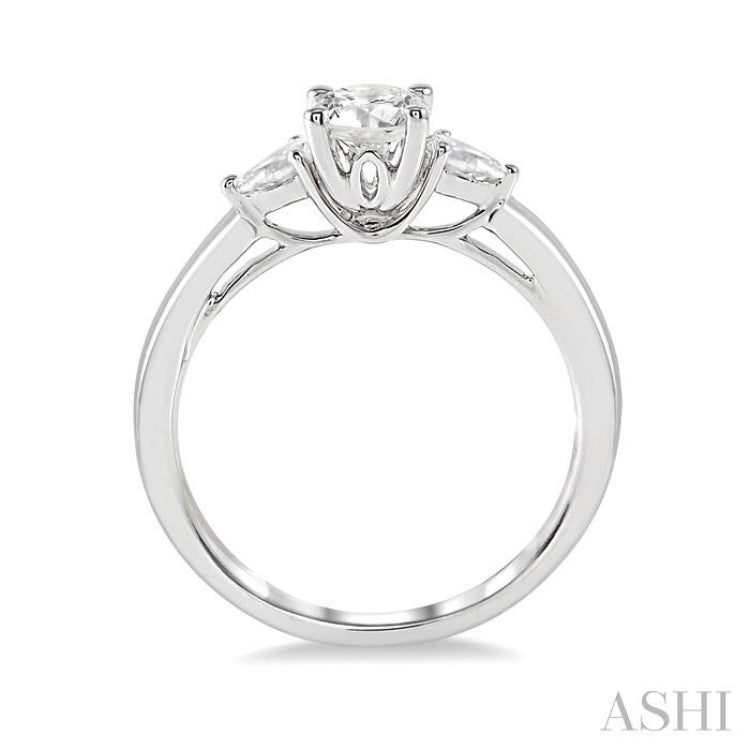 1/5 Ctw Round Center Pear Cut Diamond Semi-Mount Engagement Ring in 14K White Gold 1/5 Ctw Round Center Pear Cut Diamond Semi-Mount Engagement Ring in 14K White Gold