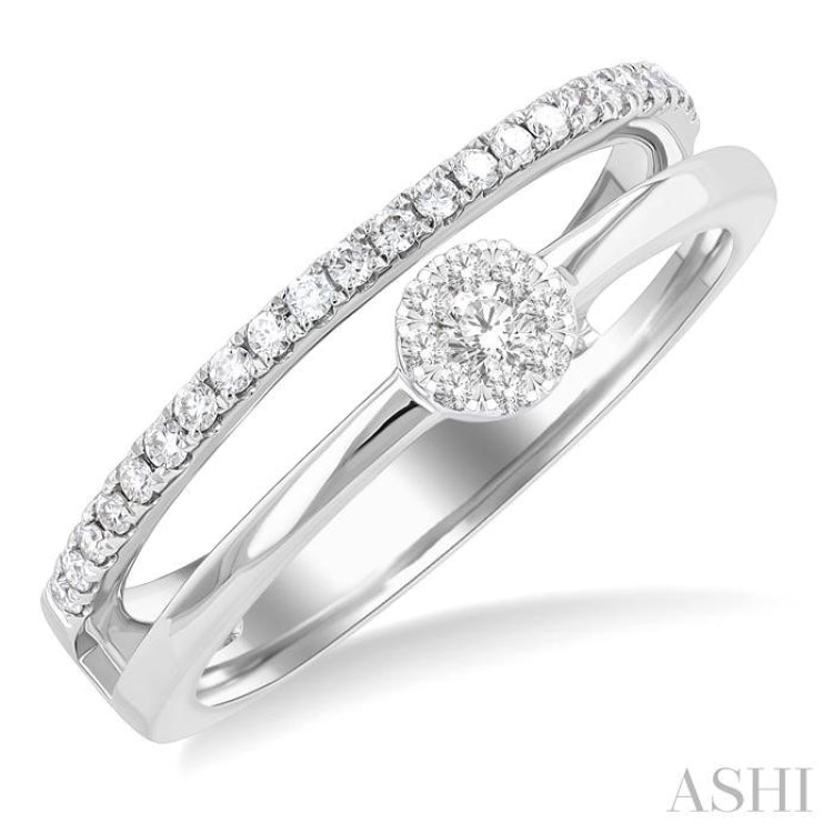 1/4 Ctw Double Row Lovebright Round Cut Diamond Ladies Ring in 10K White Gold 1/4 Ctw Double Row Lovebright Round Cut Diamond Ladies Ring in 10K White Gold