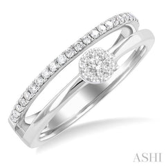 1/4 Ctw Double Row Lovebright Round Cut Diamond Ladies Ring in 10K White Gold 1/4 Ctw Double Row Lovebright Round Cut Diamond Ladies Ring in 10K White Gold