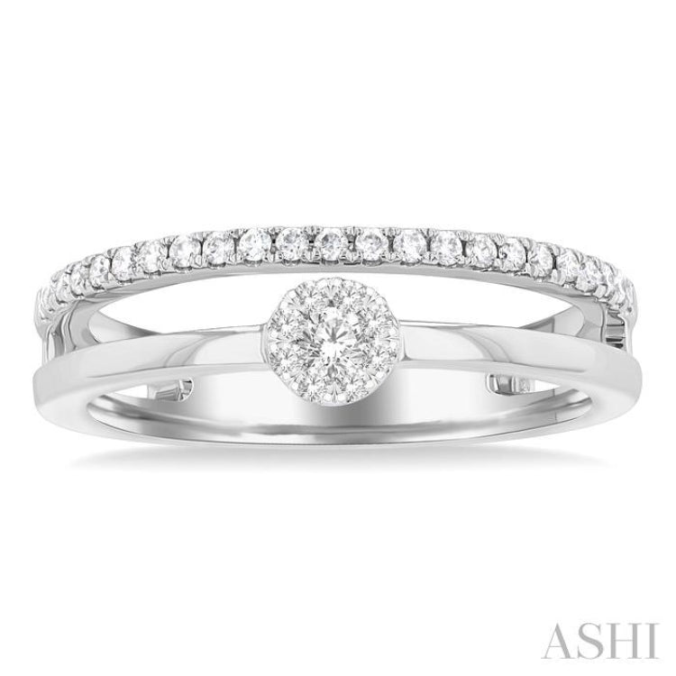 1/4 Ctw Double Row Lovebright Round Cut Diamond Ladies Ring in 10K White Gold 1/4 Ctw Double Row Lovebright Round Cut Diamond Ladies Ring in 10K White Gold