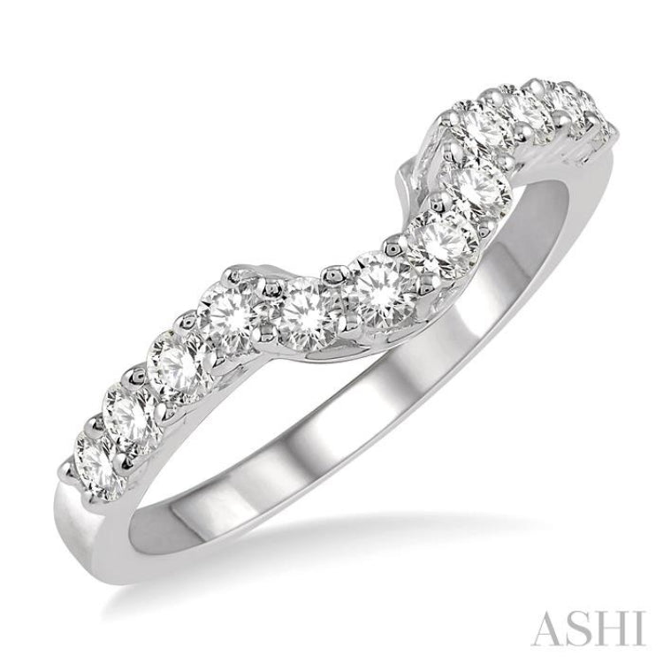 1/2 Ctw U-Drop Round Cut Diamond Wedding Band in 14K White Gold 1/2 Ctw U-Drop Round Cut Diamond Wedding Band in 14K White Gold