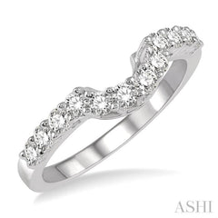 1/2 Ctw U-Drop Round Cut Diamond Wedding Band in 14K White Gold 1/2 Ctw U-Drop Round Cut Diamond Wedding Band in 14K White Gold