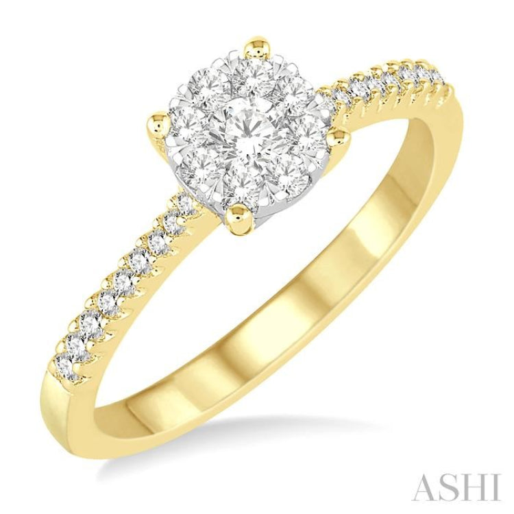 3/8 ctw Round Shape Diamond Lovebright Ring in 14K Yellow and White Gold 3/8 ctw Round Shape Diamond Lovebright Ring in 14K Yellow and White Gold