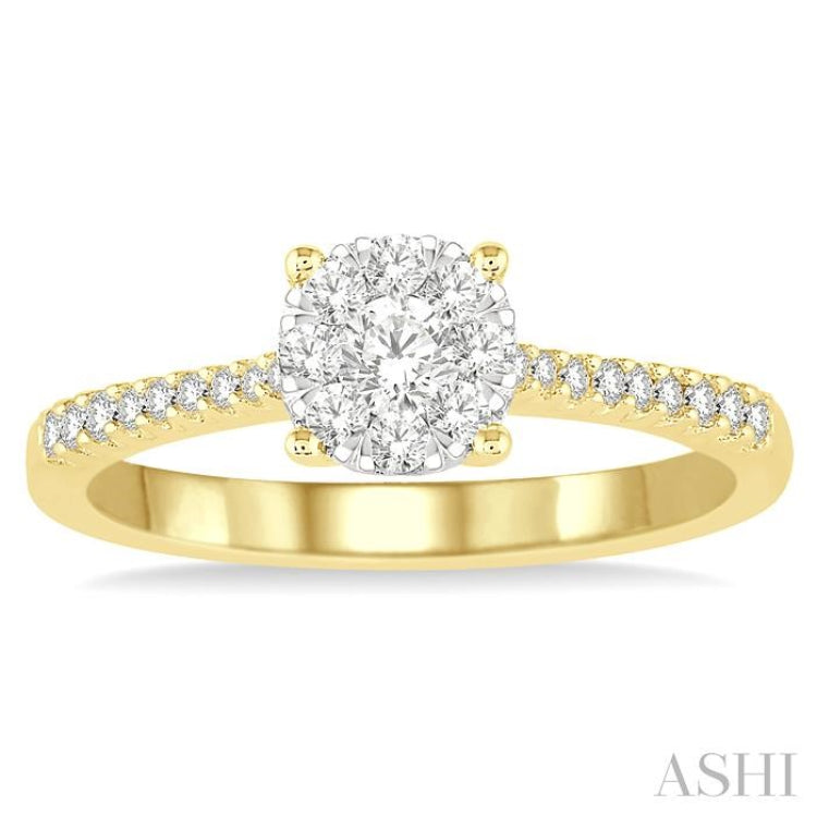 3/8 ctw Round Shape Diamond Lovebright Ring in 14K Yellow and White Gold 3/8 ctw Round Shape Diamond Lovebright Ring in 14K Yellow and White Gold