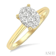 1/2 Ctw Lovebright Oval Shaped Round Cut Diamond Ring in 14K Yellow and White Gold 1/2 Ctw Lovebright Oval Shaped Round Cut Diamond Ring in 14K Yellow and White Gold