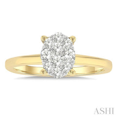 1/2 Ctw Lovebright Oval Shaped Round Cut Diamond Ring in 14K Yellow and White Gold 1/2 Ctw Lovebright Oval Shaped Round Cut Diamond Ring in 14K Yellow and White Gold