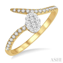 1/4 Ctw Open-End Oval Mount Lovebright Round Cut Diamond Ladies Ring in 14K Yellow and White Gold 1/4 Ctw Open-End Oval Mount Lovebright Round Cut Diamond Ladies Ring in 14K Yellow and White Gold