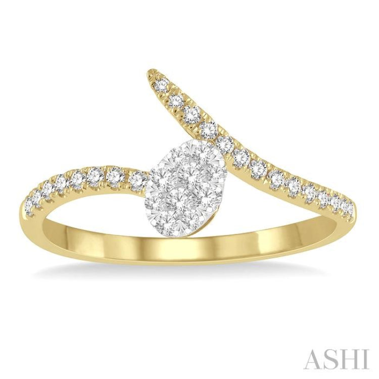 1/4 Ctw Open-End Oval Mount Lovebright Round Cut Diamond Ladies Ring in 14K Yellow and White Gold 1/4 Ctw Open-End Oval Mount Lovebright Round Cut Diamond Ladies Ring in 14K Yellow and White Gold
