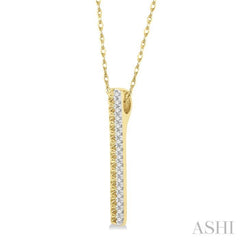 1/6 Ctw Pyramid Round Cut Diamond Bar Pendant With Chain in 14K Yellow Gold 1/6 Ctw Pyramid Round Cut Diamond Bar Pendant With Chain in 14K Yellow Gold