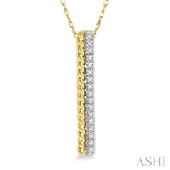 1/6 Ctw Pyramid Round Cut Diamond Bar Pendant With Chain in 14K Yellow Gold 1/6 Ctw Pyramid Round Cut Diamond Bar Pendant With Chain in 14K Yellow Gold
