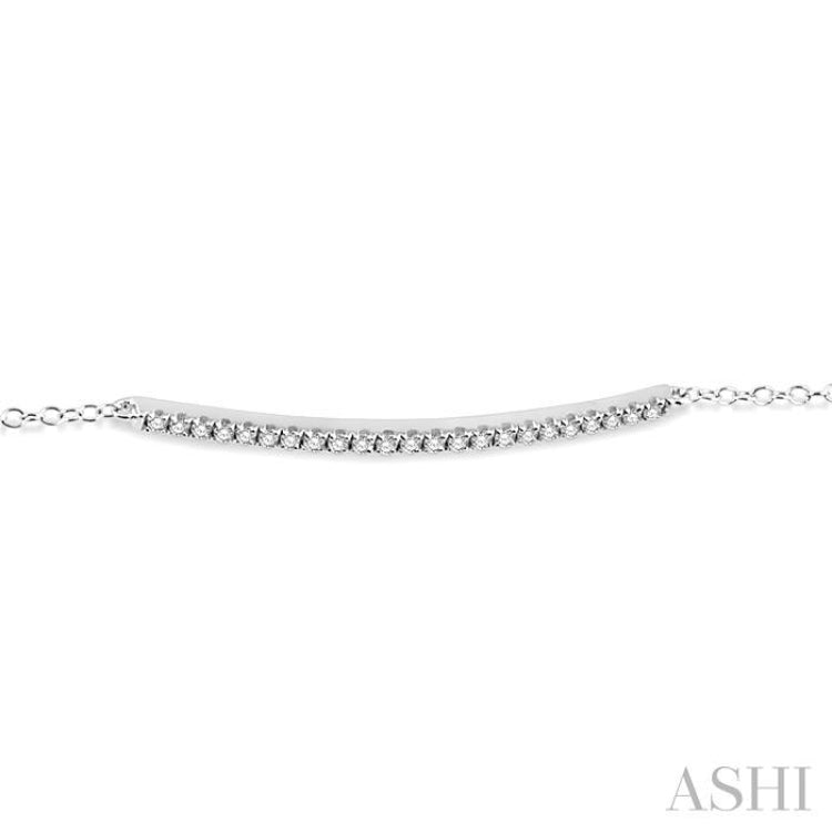 1/5 Ctw Bar Shape Round Cut Diamond Link Chain Bracelet in 10K White Gold 1/5 Ctw Bar Shape Round Cut Diamond Link Chain Bracelet in 10K White Gold