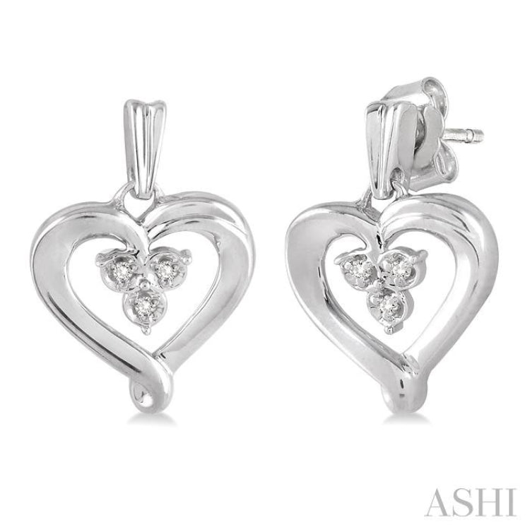 1/50 Ctw Single Cut Diamond Heart Earrings in Sterling Silver 1/50 Ctw Single Cut Diamond Heart Earrings in Sterling Silver