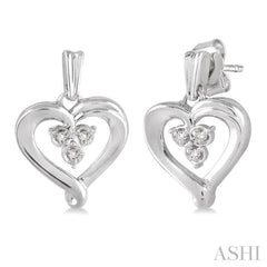 1/50 Ctw Single Cut Diamond Heart Earrings in Sterling Silver 1/50 Ctw Single Cut Diamond Heart Earrings in Sterling Silver