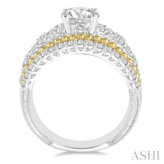 3/4 ctw Round Cut Diamond Semi-Mount Engagement Ring in 14K White and Yellow Gold 3/4 ctw Round Cut Diamond Semi-Mount Engagement Ring in 14K White and Yellow Gold