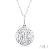 1/5 Ctw Petite Baseball Round Cut Diamond Fashion Pendant With Chain in 10K White Gold