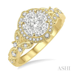 5/8 Ctw Diamond Lovebright Engagement Ring in 14K Yellow and White Gold 5/8 Ctw Diamond Lovebright Engagement Ring in 14K Yellow and White Gold
