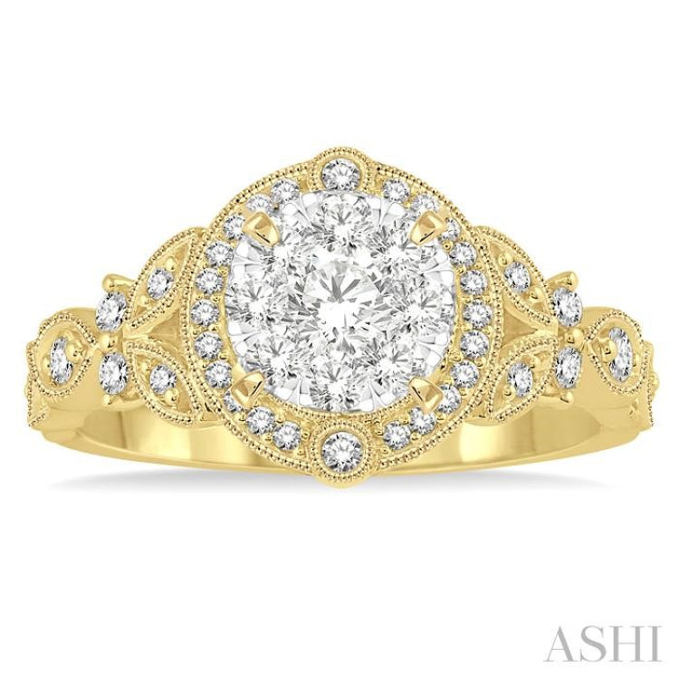 5/8 Ctw Diamond Lovebright Engagement Ring in 14K Yellow and White Gold 5/8 Ctw Diamond Lovebright Engagement Ring in 14K Yellow and White Gold