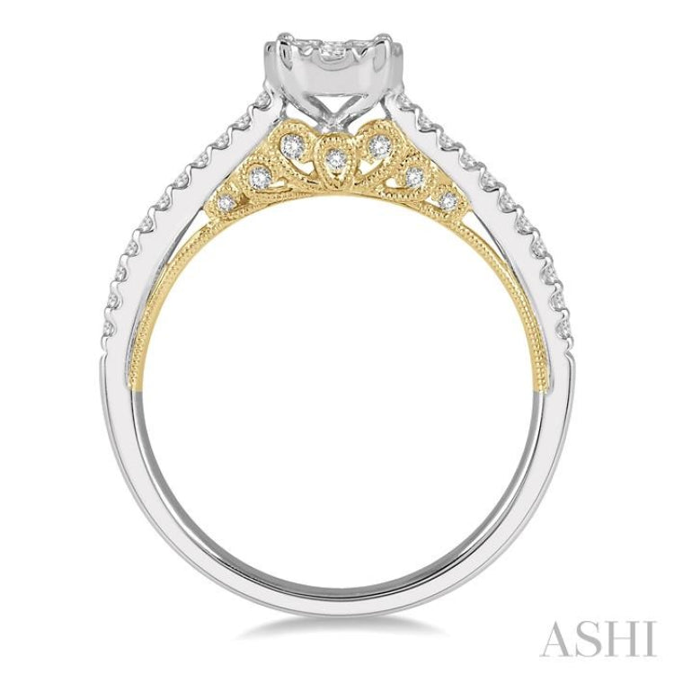 3/8 ctw Circular Mount Lovebright Round Cut Diamond Ring in 14K White and Yellow Gold 3/8 ctw Circular Mount Lovebright Round Cut Diamond Ring in 14K White and Yellow Gold