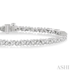 3 Ctw Zigzag Baguette and Round Cut Diamond Bracelet in 14K White Gold 3 Ctw Zigzag Baguette and Round Cut Diamond Bracelet in 14K White Gold