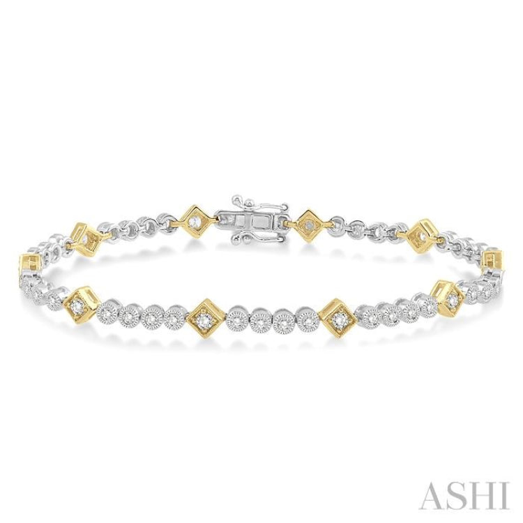 1 1/2 Ctw Round & Diamond Mount Round Cut Diamond Bracelet in 14K White and Yellow Gold 1 1/2 Ctw Round & Diamond Mount Round Cut Diamond Bracelet in 14K White and Yellow Gold