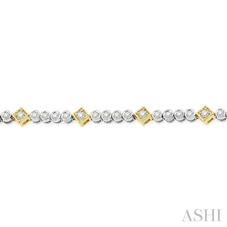 1 1/2 Ctw Round & Diamond Mount Round Cut Diamond Bracelet in 14K White and Yellow Gold 1 1/2 Ctw Round & Diamond Mount Round Cut Diamond Bracelet in 14K White and Yellow Gold