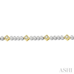 1 1/2 Ctw Round & Diamond Mount Round Cut Diamond Bracelet in 14K White and Yellow Gold 1 1/2 Ctw Round & Diamond Mount Round Cut Diamond Bracelet in 14K White and Yellow Gold