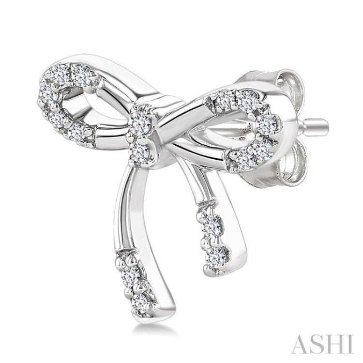 1/10 Ctw Bow Single Cut Diamond Fashion Earrings in Sterling Silver 1/10 Ctw Bow Single Cut Diamond Fashion Earrings in Sterling Silver