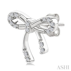 1/10 Ctw Bow Single Cut Diamond Fashion Earrings in Sterling Silver 1/10 Ctw Bow Single Cut Diamond Fashion Earrings in Sterling Silver