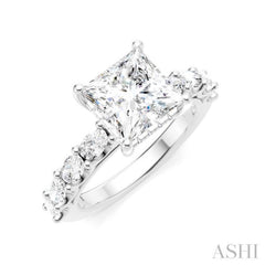 7/8 Ctw Princess Shape Oval and Round Cut Diamond Semi-Mount Engagement Ring in 14K White Gold 7/8 Ctw Princess Shape Oval and Round Cut Diamond Semi-Mount Engagement Ring in 14K White Gold