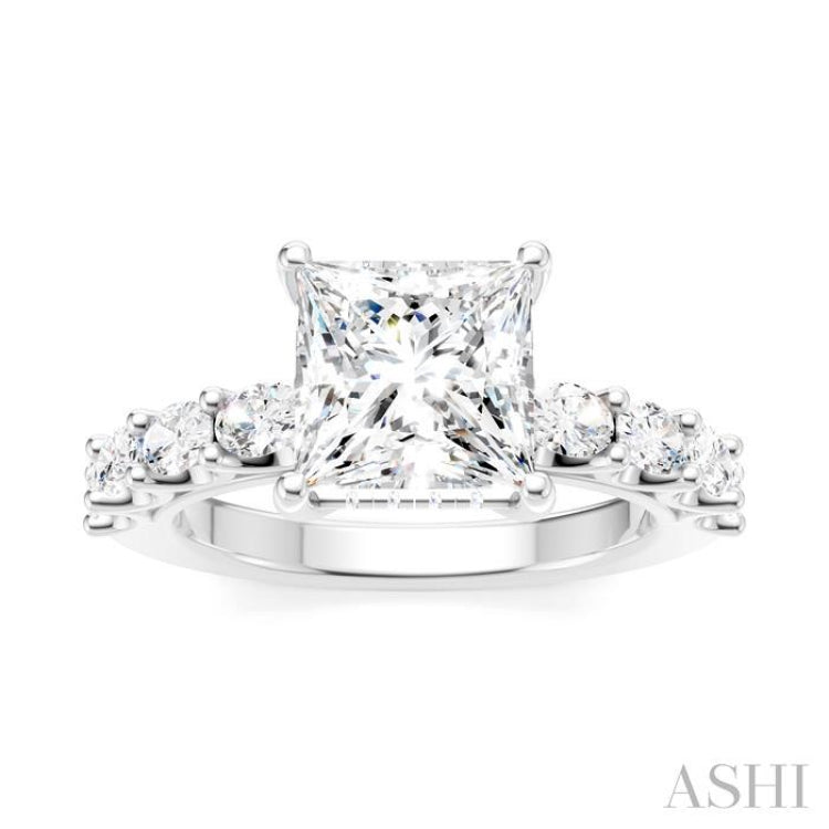 7/8 Ctw Princess Shape Oval and Round Cut Diamond Semi-Mount Engagement Ring in 14K White Gold 7/8 Ctw Princess Shape Oval and Round Cut Diamond Semi-Mount Engagement Ring in 14K White Gold