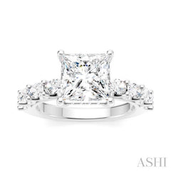 7/8 Ctw Princess Shape Oval and Round Cut Diamond Semi-Mount Engagement Ring in 14K White Gold 7/8 Ctw Princess Shape Oval and Round Cut Diamond Semi-Mount Engagement Ring in 14K White Gold