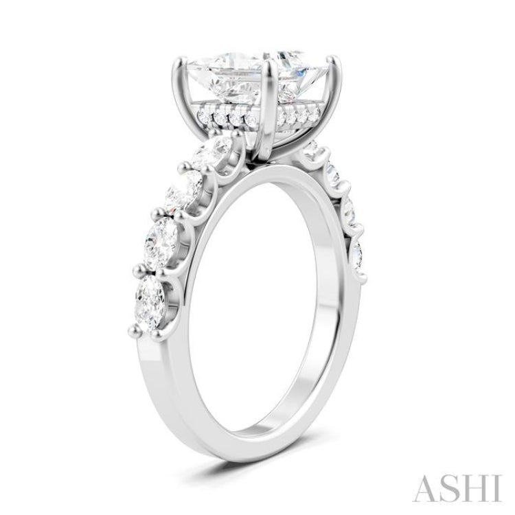 7/8 Ctw Princess Shape Oval and Round Cut Diamond Semi-Mount Engagement Ring in 14K White Gold 7/8 Ctw Princess Shape Oval and Round Cut Diamond Semi-Mount Engagement Ring in 14K White Gold