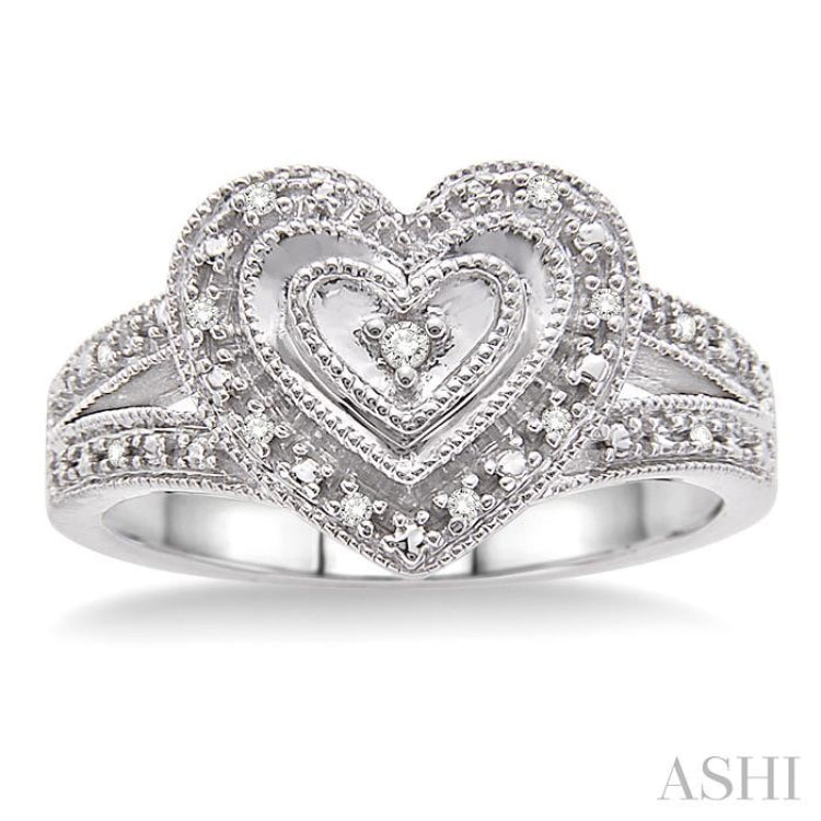 1/20 Ctw Heart Shape Single Cut Diamond Ring in Sterling Silver 1/20 Ctw Heart Shape Single Cut Diamond Ring in Sterling Silver