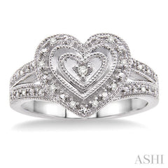 1/20 Ctw Heart Shape Single Cut Diamond Ring in Sterling Silver 1/20 Ctw Heart Shape Single Cut Diamond Ring in Sterling Silver