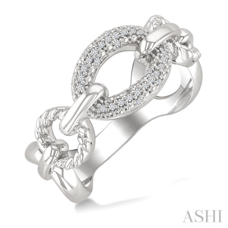 1/10 Ctw Single Cut Diamond Bold Oval Shape Rope Link Ring in Sterling Silver 1/10 Ctw Single Cut Diamond Bold Oval Shape Rope Link Ring in Sterling Silver