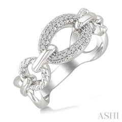 1/10 Ctw Single Cut Diamond Bold Oval Shape Rope Link Ring in Sterling Silver 1/10 Ctw Single Cut Diamond Bold Oval Shape Rope Link Ring in Sterling Silver
