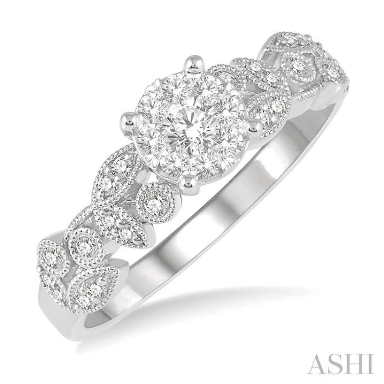 3/8 ctw Round Cut Diamond Lovebright Engagement Ring in 14K White Gold 3/8 ctw Round Cut Diamond Lovebright Engagement Ring in 14K White Gold