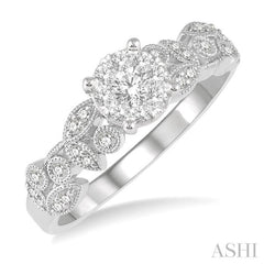 3/8 ctw Round Cut Diamond Lovebright Engagement Ring in 14K White Gold 3/8 ctw Round Cut Diamond Lovebright Engagement Ring in 14K White Gold