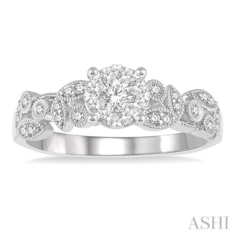 3/8 ctw Round Cut Diamond Lovebright Engagement Ring in 14K White Gold 3/8 ctw Round Cut Diamond Lovebright Engagement Ring in 14K White Gold
