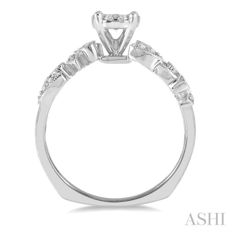 3/8 ctw Round Cut Diamond Lovebright Engagement Ring in 14K White Gold 3/8 ctw Round Cut Diamond Lovebright Engagement Ring in 14K White Gold