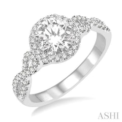 3/4 ctw Diamond Engagement Ring with 1/2 ct Round Cut Center Stone in 14K White Gold 3/4 ctw Diamond Engagement Ring with 1/2 ct Round Cut Center Stone in 14K White Gold