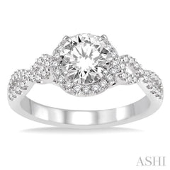 3/4 ctw Diamond Engagement Ring with 1/2 ct Round Cut Center Stone in 14K White Gold 3/4 ctw Diamond Engagement Ring with 1/2 ct Round Cut Center Stone in 14K White Gold