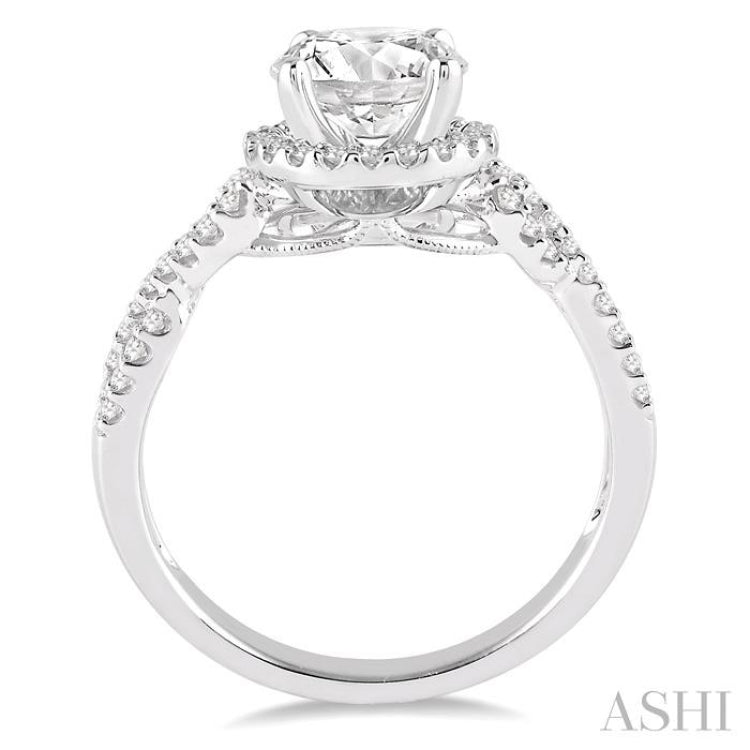 3/4 ctw Diamond Engagement Ring with 1/2 ct Round Cut Center Stone in 14K White Gold 3/4 ctw Diamond Engagement Ring with 1/2 ct Round Cut Center Stone in 14K White Gold