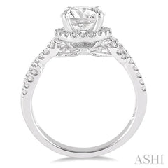 3/4 ctw Diamond Engagement Ring with 1/2 ct Round Cut Center Stone in 14K White Gold 3/4 ctw Diamond Engagement Ring with 1/2 ct Round Cut Center Stone in 14K White Gold