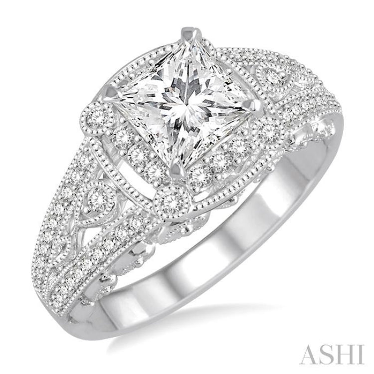 3/8 Ctw Round Diamond Semi-Mount Engagement Ring in 14K White Gold 3/8 Ctw Round Diamond Semi-Mount Engagement Ring in 14K White Gold