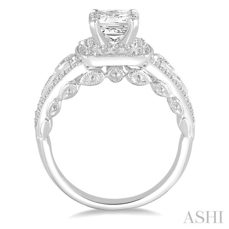 3/8 Ctw Round Diamond Semi-Mount Engagement Ring in 14K White Gold 3/8 Ctw Round Diamond Semi-Mount Engagement Ring in 14K White Gold
