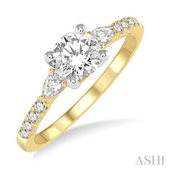3/8 Ctw Circular Shape Pear & Round Cut Diamond Semi-Mount Engagement Ring in 14K Yellow and White Gold 3/8 Ctw Circular Shape Pear & Round Cut Diamond Semi-Mount Engagement Ring in 14K Yellow and White Gold