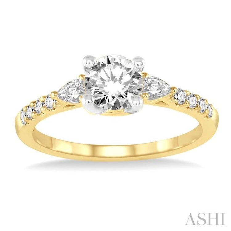 3/8 Ctw Circular Shape Pear & Round Cut Diamond Semi-Mount Engagement Ring in 14K Yellow and White Gold 3/8 Ctw Circular Shape Pear & Round Cut Diamond Semi-Mount Engagement Ring in 14K Yellow and White Gold