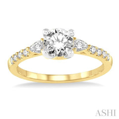 3/8 Ctw Circular Shape Pear & Round Cut Diamond Semi-Mount Engagement Ring in 14K Yellow and White Gold 3/8 Ctw Circular Shape Pear & Round Cut Diamond Semi-Mount Engagement Ring in 14K Yellow and White Gold